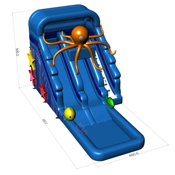 Dmuchana zjeżdżalnia wodna z ośmiornicą  - 5