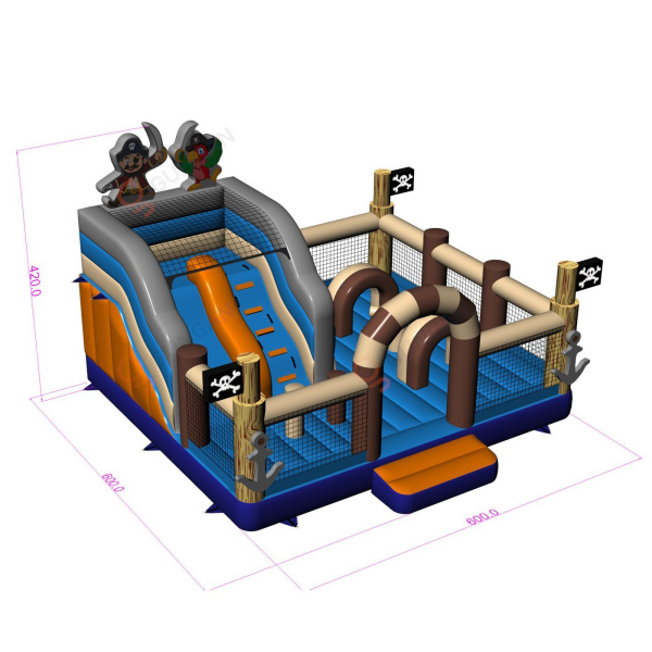Dmuchany plac zabaw 6x6 w motywie pirackim  - 4