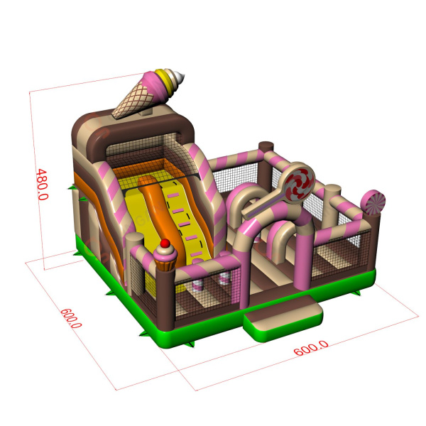 Dmuchany plac zabaw 6x6 w motywie cukierkowym  - 4