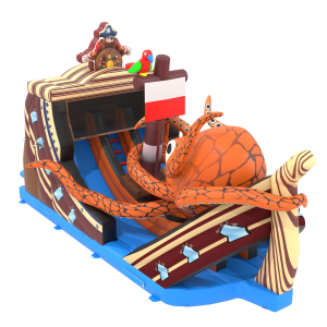 Nafukovací skluzavka pirátská loď s chobotnicí - pirát