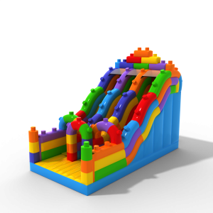 Dvojitá otevřená skluzavka s motivem barevných bloků