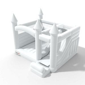 Skákací hrad se skluzavkou v bílém motivu