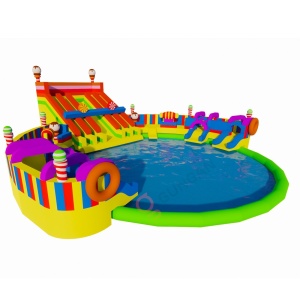 Nadzemní nafukovací vodní park - cukrářský motiv