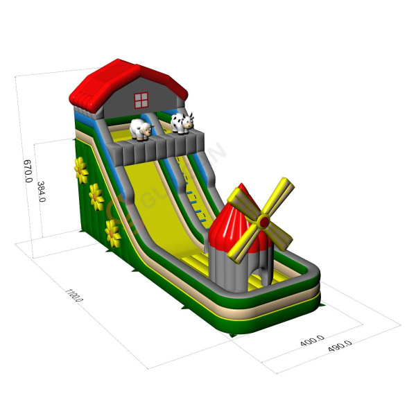 Duża dmuchana zjeżdżalnia z motywem farmerskim  - 4